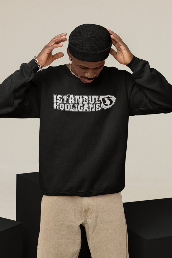 sweatshirt mockup of a man posing with his hands in his head at a studio m26178